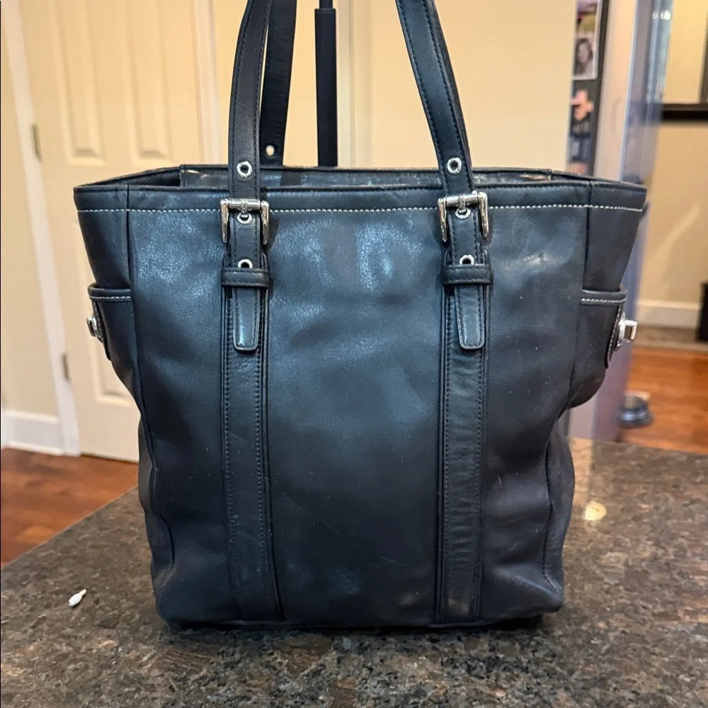 Vintage Small Black Hamptons Leatherware Tote